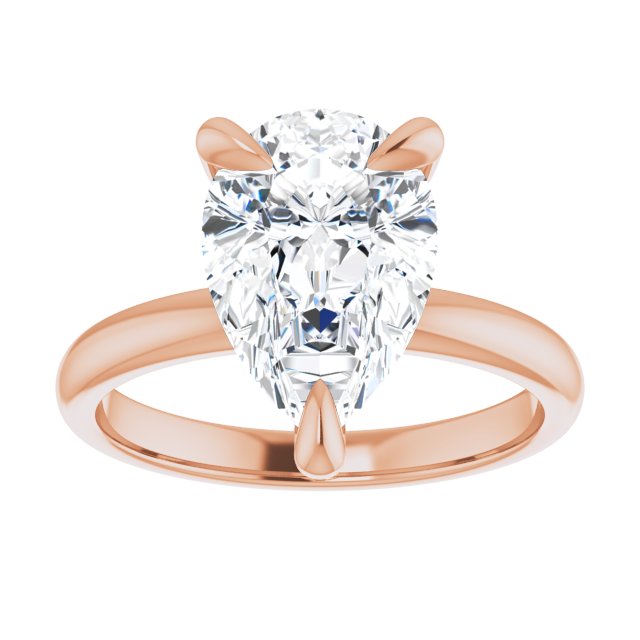 14K rose gold 3 CT Pear Claw-Prong Diamond Solitaire Engagement Ring