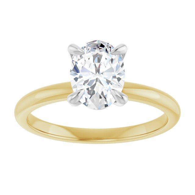 14K yellow/white gold 1 CT Oval Claw-Prong Diamond Solitaire Engagement Ring