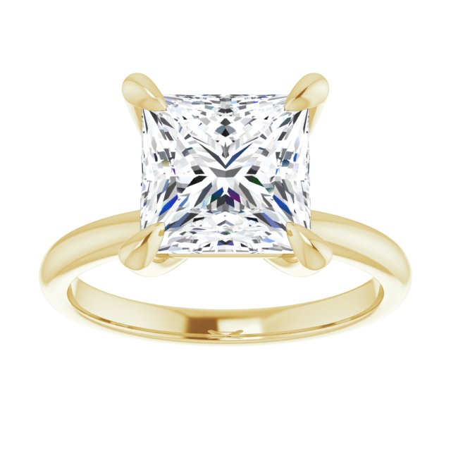 14K yellow gold 3 CT Square Claw-Prong Diamond Solitaire Engagement Ring