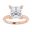 14K rose gold 3 CT Square Claw-Prong Diamond Solitaire Engagement Ring