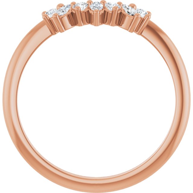 Side View of Rose Gold Curved Diamond Band