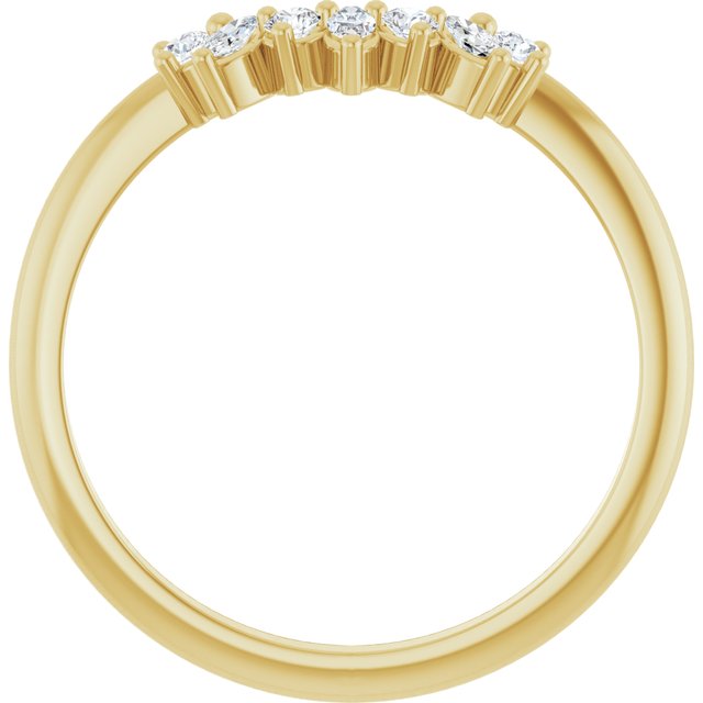 Side View of Yellow Gold Curved Diamond Band