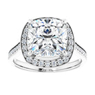 14K white gold 4 CT Cushion Diamond Halo Engagement Ring     