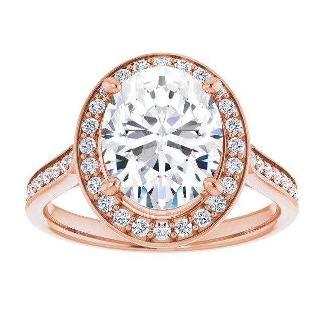 14K rose gold 3 CT Oval Diamond Halo Engagement Ring     