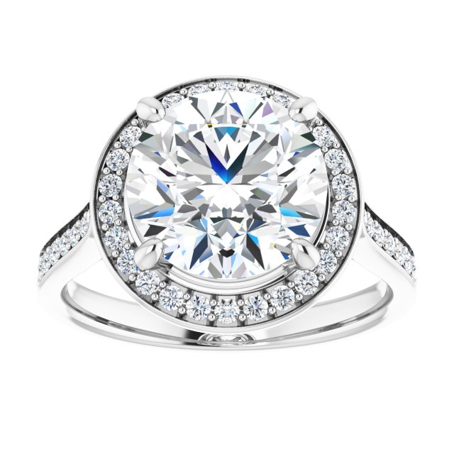 14K white gold 3 CT Round Diamond Halo Engagement Ring     