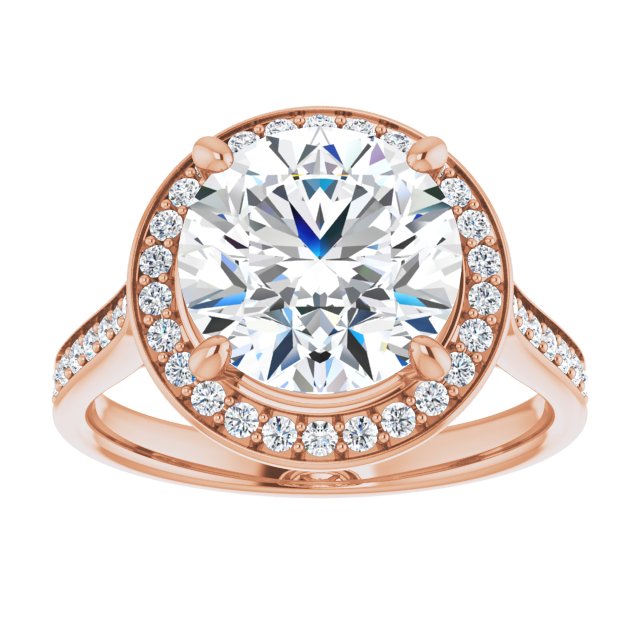 14K rose gold 3 CT Round Diamond Halo Engagement Ring     