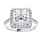 14K white gold 3 CT Square Diamond Halo Engagement Ring     