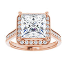 14K rose gold 3 CT Square Diamond Halo Engagement Ring     