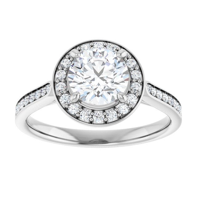 14K white gold 1 CT Round Diamond Halo Engagement Ring     