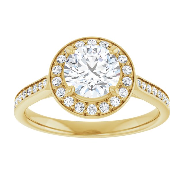 14K yellow gold 1 CT Round Diamond Halo Engagement Ring     