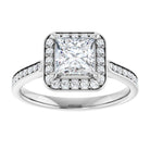 14K white gold 1 CT Square Diamond Halo Engagement Ring     