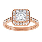 14K rose gold 1 CT Square Diamond Halo Engagement Ring     