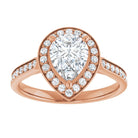 14K rose gold 2 CT Pear Diamond Halo Engagement Ring     