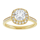 14K yellow gold 1 CT Cushion Diamond Halo Engagement Ring     