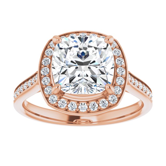 14K rose gold 3 CT Cushion Diamond Halo Engagement Ring     