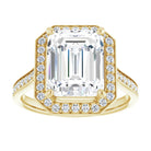 14K yellow gold 4 CT Emerald Diamond Halo Engagement Ring     