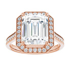 14K rose gold 4 CT Emerald Diamond Halo Engagement Ring     