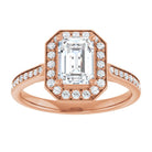 14K rose gold 1 CT Emerald Diamond Halo Engagement Ring     