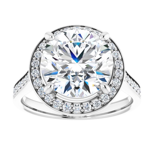 14K white gold 4 CT Round Diamond Halo Engagement Ring     