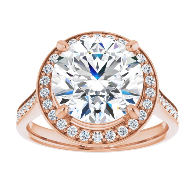 14K rose gold 4 CT Round Diamond Halo Engagement Ring     