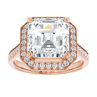 14K rose gold 4 CT Asscher Diamond Halo Engagement Ring     