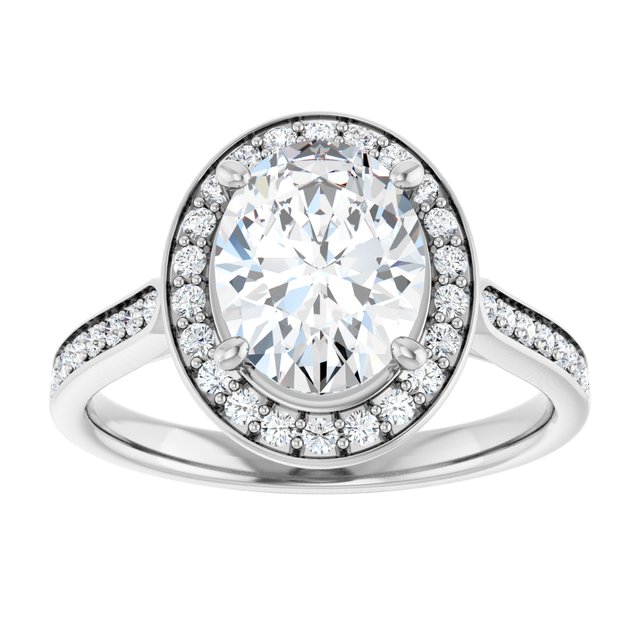 14K white gold 2 CT Oval Diamond Halo Engagement Ring     