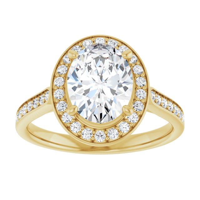 14K yellow gold 2 CT Oval Diamond Halo Engagement Ring     