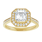 14K yellow gold 1 CT Asscher Diamond Halo Engagement Ring     