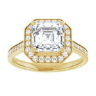 14K yellow gold 2 CT Asscher Diamond Halo Engagement Ring     