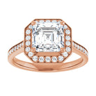 14K rose gold 2 CT Asscher Diamond Halo Engagement Ring     