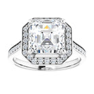 14K white gold 3 CT Asscher Diamond Halo Engagement Ring     