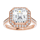 14K rose gold 3 CT Asscher Diamond Halo Engagement Ring     