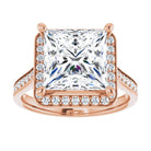 14K rose gold 4 CT Square Diamond Halo Engagement Ring     