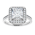 14K white gold 2 CT Square Diamond Halo Engagement Ring     