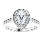 14K white gold 1 CT Pear Diamond Halo Engagement Ring     