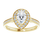 14K yellow gold 1 CT Pear Diamond Halo Engagement Ring     