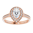 14K rose gold 1 CT Pear Diamond Halo Engagement Ring     