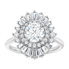 14K White 6.5 mm Round 1/2 CTW Natural Diamond Semi-Set Engagement Ring