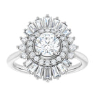 14K White 5.8 mm Round 1/2 CTW Natural Diamond Semi-Set Engagement Ring