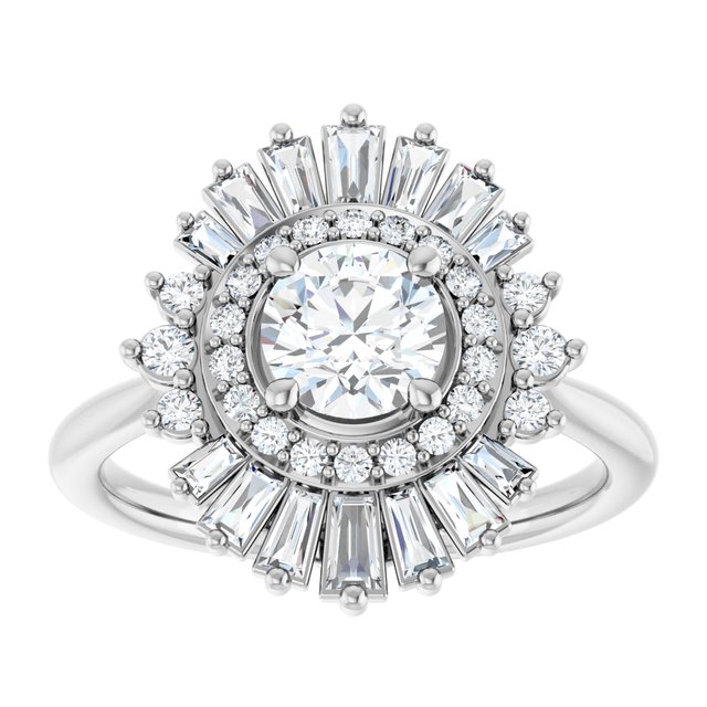 14K White 5.8 mm Round 1/2 CTW Natural Diamond Semi-Set Engagement Ring