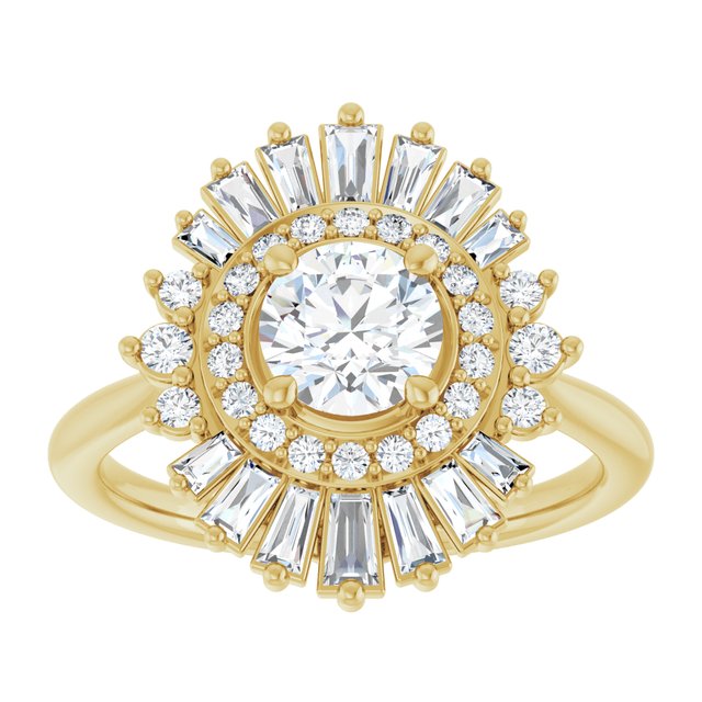 14K Yellow 5.8 mm Round 1/2 CTW Natural Diamond Semi-Set Engagement Ring