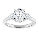 14K white gold 1 CT Oval CutThree Stone Engagement Ring Setting