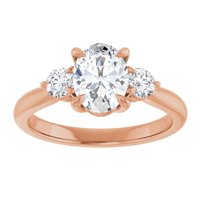 14K rose gold 1 CT Oval CutThree Stone Engagement Ring Setting