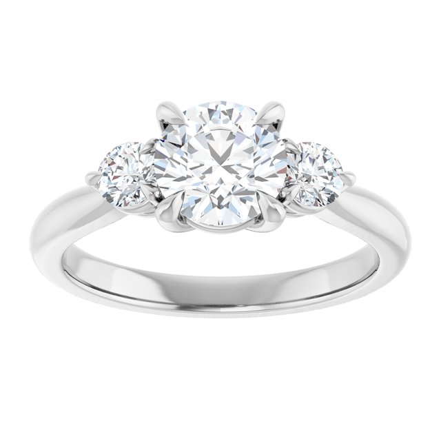 14K white gold 1 CT Round CutThree Stone Engagement Ring Setting