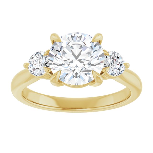 14K yellow gold 2 CT Round CutThree Stone Engagement Ring Setting