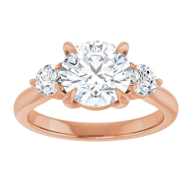 14K rose gold 2 CT Round CutThree Stone Engagement Ring Setting