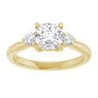 14K yellow gold 1 CT Cushion CutThree Stone Engagement Ring Setting