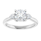 14K white gold 1 CT Cushion CutThree Stone Engagement Ring Setting