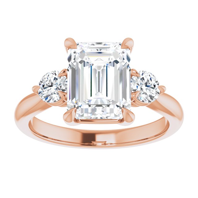 14K rose gold 3 CT Emerald CutThree Stone Engagement Ring Setting