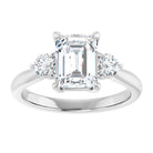 14K white gold 2 CT Emerald CutThree Stone Engagement Ring Setting